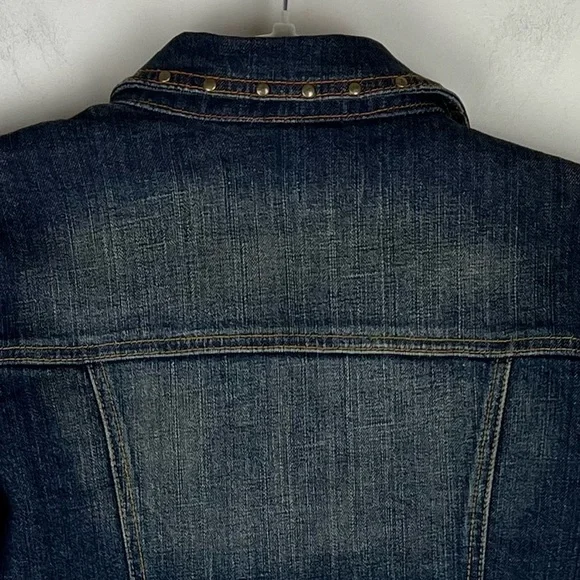 Vintage | Leo Roma 90s Grunge Studded Ultra Cropped Denim Bolero Jacket | M - Picture 7 of 11